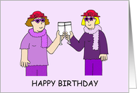 Funky Ladies in Red Hats Birthday Celebration Humor card
