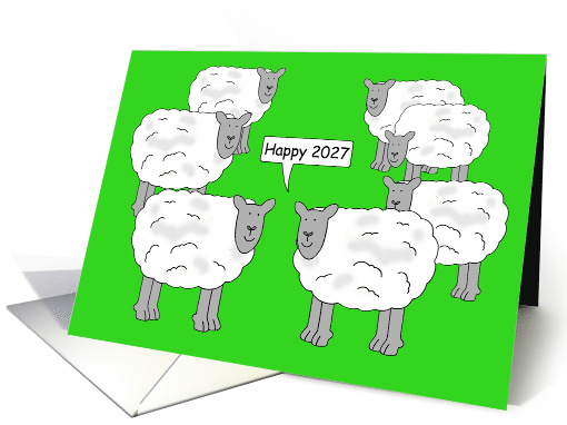 Chinese Happy New Year of the Sheep 2027 Talking Cartoon Sheep card