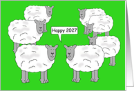 Chinese Happy New Year of the Sheep 2027 Talking Cartoon Sheep card