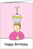 Happy Birthday Baker Cook Chef Cupcake Hairstyle Cartoon card