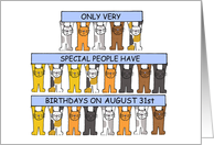 August 31st Birthday Virgo Cute Cartoon Cats Holding Banners card