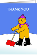 Thank You for Clearing the Snow Cartoon Cat in Hat and Scarf card