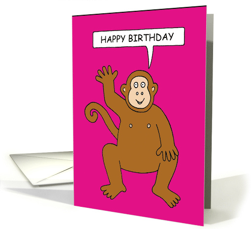 Happy Birthday from One Cheeky Monkey to Another Cartoon Chimp card