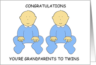 Congratulations You’re Grandparents to Twin Boys Cute Babies card
