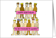 Happy Birthday to my Favourite Queen Cartoon Men Wearing Only Crowns card