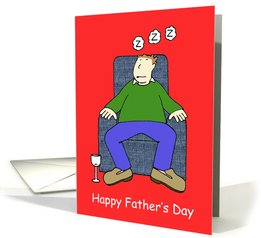 Happy Father's Day Cartoon Dad Sleeping in His Armchair card (1278658)