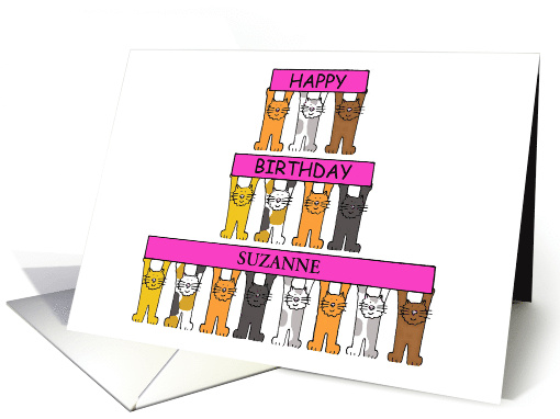 Happy Birthday to Customize Any Name with Cute Cartoon Cats card