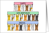 60th Happy Birthday to Customize With Any Name Cartoon Cats card