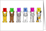 Happy Birthday Taurus Cute Cartoon Cats card