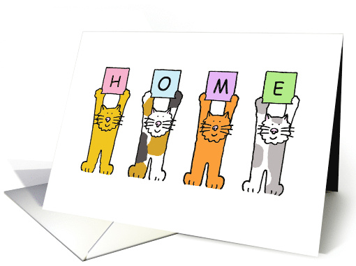 Home is Wherever You Are Cute Cartoon Cats Holding Up Letters card