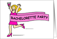 Bachelorette Party Invitation Glamorous Cartoon Lady in Pink Running card