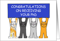 Congratulations on Receiving Your PhD Cartoon Cats with a Banner card