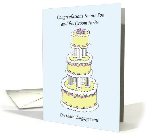 Congratulations Son and Groom to Be on Engagement Stylish Cake card