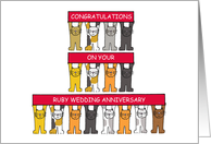 Congratulations on Ruby Wedding Anniversary Cute Cartoon Cats card