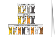 Silver Wedding Anniversary Congratulations Cute Cartoon Cats card