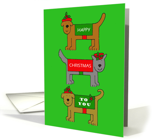 Happy Christmas Cute Cartoon Dogs Wearing Festive Outfits card