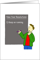 New Year Resolutions Cartoon Humor for Male Runner card