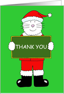 Thank You for the Christmas Gift Cartoon Cat Wearing a Santa Outfit card
