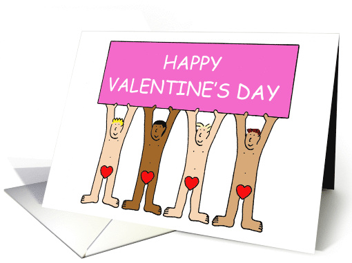 Happy Valentine's Day Almost Naked Men Wearing Hearts... (1351634)