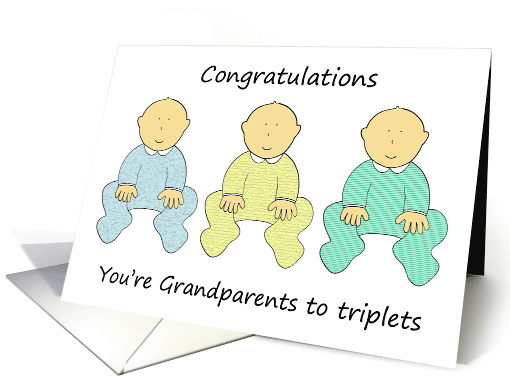 Congratulations You're Grandparents to Triplets Cartoon Babies card