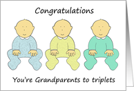 Congratulations You’re Grandparents to Triplets Cartoon Babies card