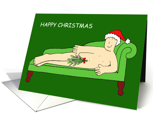 Gay Male Christmas Cartoon Man Wearing only Mistletoe and... (1352086)