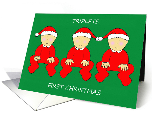 Triplets First Christmas Cute Cartoon Babies Wearing... (1352090)