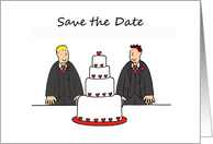 Save the Date Two Gay Grooms Cartoon Wedding Civil Partnership card