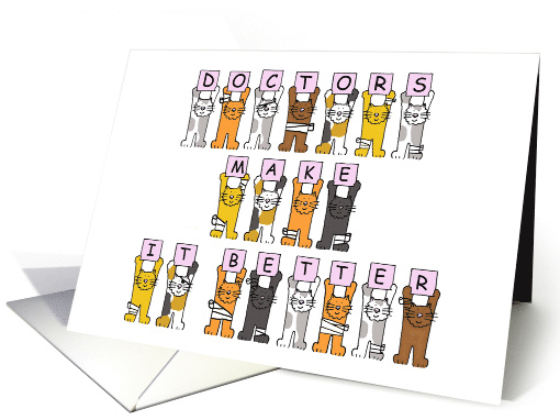 Happy Doctors Day Cute Cartoon Cats Wearing Bandages card (1362578)