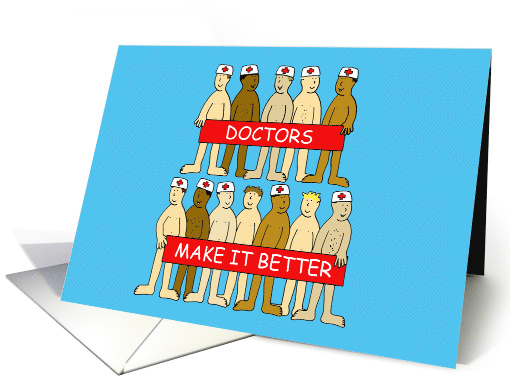 Happy Doctors' Day Funny Almost Naked Cartoon Men Humor card (1362582)
