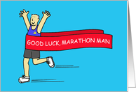 Good Luck Marathon Man Cartoon Runner with a Banner card