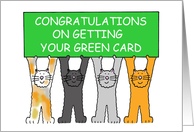 Congratulations on Getting your Green Card Cartoon Cats card