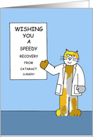 Speedy Recovery from Cataract Surgery Cartoon Cat Optician card