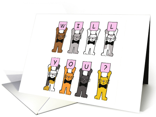 Will You be my Prom Date Cartoon Cats Wearing Bow Ties card (1365966)