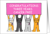 Congratulations Three Years Cancer Free Survivor Cartoon Cats card