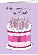 Happy Birthday Goddaughter in Spanish Pretty Cake and Candles card