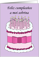 Happy Birthday Niece in Spanish Cartoon Cake and Candles card