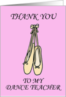 Thank You to Dance Teacher Pink Ballet Shoes card