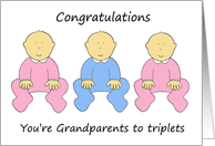 Congratulations You’re Grandparents to Triplets Two Girls One Boy card