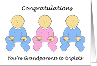 Congratulations You’re Grandparents to Triplets Two Boys One Girl card