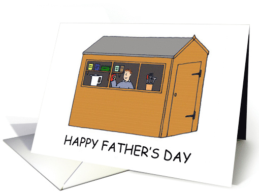 Happy Father's Day Miss You Dad Man in Shed Cartoon card (1373196)