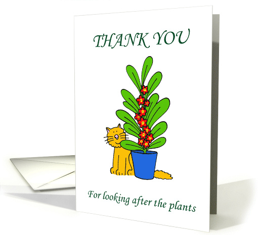 Thank You for Watering the Plants with Cartoon Ginger Cat card