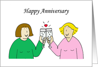 Happy Anniversary to My Partner Lesbian Couple with Champagne card