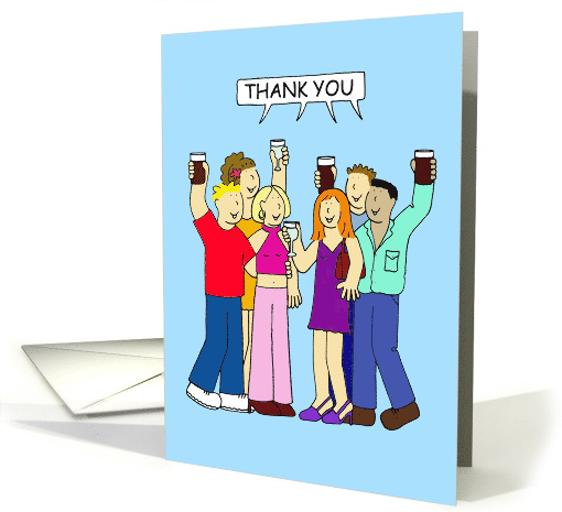 Thank You for a Great Party Cartoon a Group of People Having Fun card