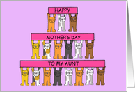 Happy Mother’s Day to My Aunt Cartoon Cats Holding Banners card