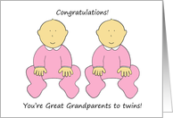 Congratulations You’re Great Grandparents to Twin Girls card