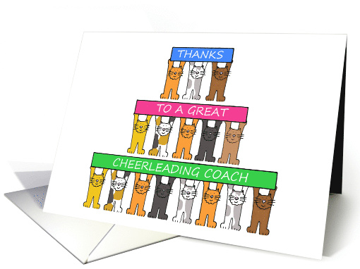 Thanks to Great Cheerleading Coach Cartoon Cats Holding Banners card