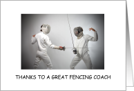 Fencing Coach Thanks Two Fencers in Competition card
