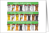 Caregivers Happy Christmas Cartoon Cats to Personalize Any Name card