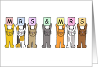 Lesbian Wedding Marriage Civil Union Congratulations Cartoon Cats card